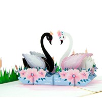 Handmade 3d Pop Up Wedding Card,anniversary,valentines,engagement Birthday Greeting Card,swan Bridge Groom Prince Princess Origami Kirigami Papercraft